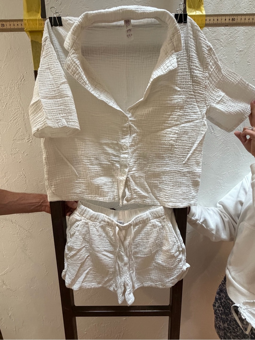 stars above White Textured Two-Piece Pajama Set